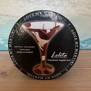 LOLITA Glassware hand painted, Caramel Apple-tini Martini glass, 10 oz, NWT